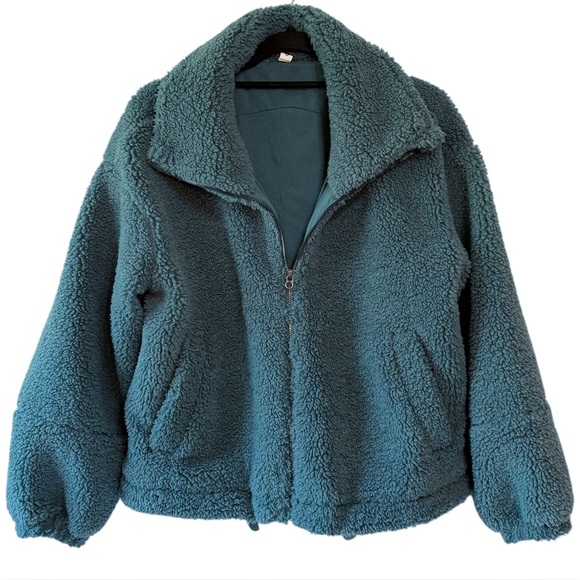 Lululemon Cinchable Cropped Fleece Zip Up Jacket Green Jasper Size 6 - Picture 1 of 5
